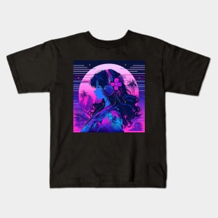 Synthwave Music Album Cover - Anime Wallpaper Kids T-Shirt